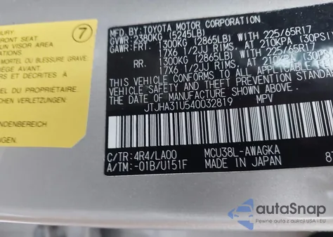 2004 Lexus Rx 330 z USA, uszkodzony, nr VIN JTJHA31U540032819